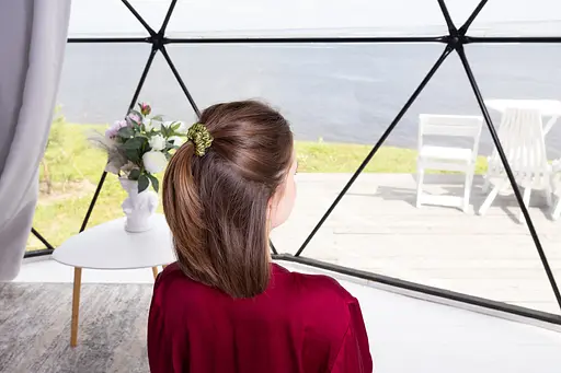 Шовкова резинка для волосся Чумацький Шлях підвищеної еластичності та міцності Розмір S в Подарунковій упаковці Хакі (1209-02) - фото 6