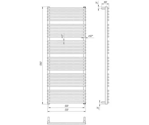 Водяной полотенцесушитель Mario Премиум Турин 1360x530/500, Хром - фото 2