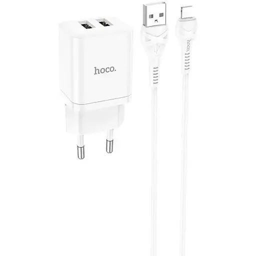Набор блоков и кабелей Hoco N25 Maker + Lightning Cable dual port 2USB 2.1A белый - фото 1