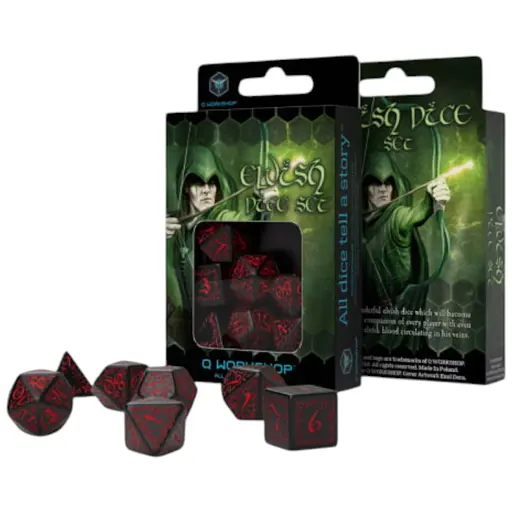 Набір кубиків Elvish Black & red Dice Set , 7 шт. (SELV06)