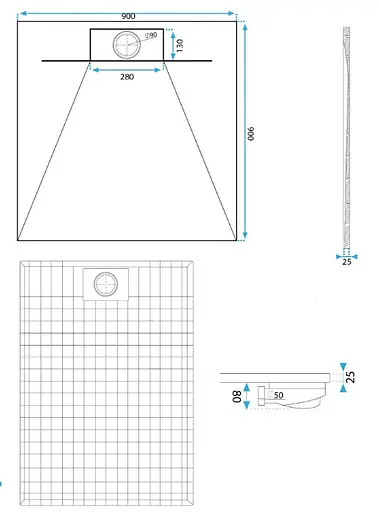 Душевой поддон Rea Bazalt 90x90 grey REA-K4105 Серый - фото 6