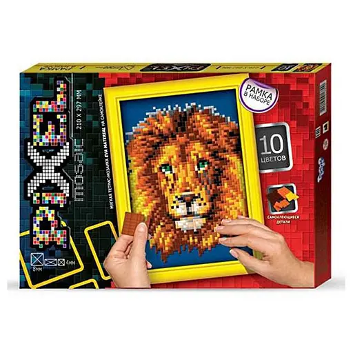 Набор "Мозаика Пиксель: Лев" РМ-01-06, 21х29,7 см, рамка в наборе