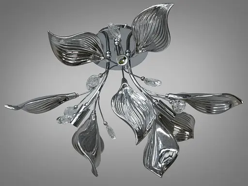 Модная потолочная керамическая люстра в гостиную, 3 лампы, хром. - фото 2