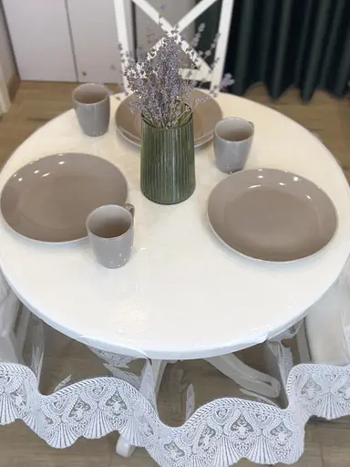 Силиконовая скатерть с белым кружевом Ришелье 15см 250х130 см - фото 8