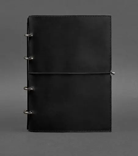 Шкіряний блокнот А4 на кільцях (Софт-бук) 9.0 в м'якій обкладинці чорний Crazy Horse - фото 1