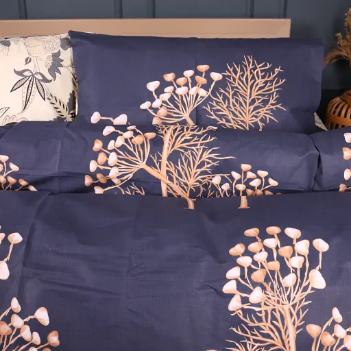 Комплект постільної білизни MirSon Gentle Flora Ranforce Elite 175х210 см синьо-бежевий (2200012434581) - фото 2