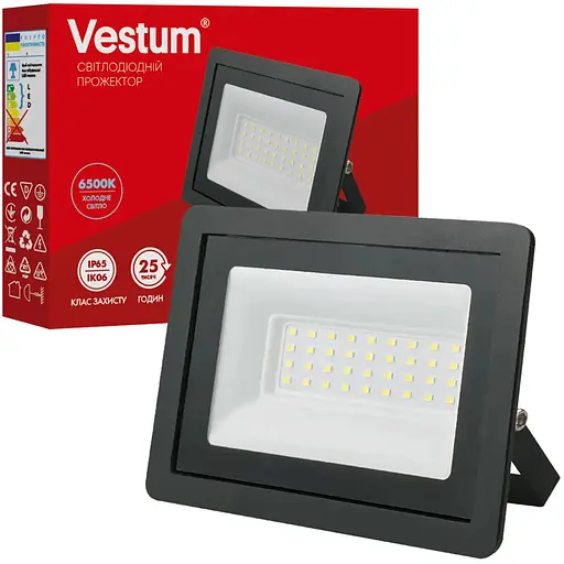 Світлодіодний прожектор LED Vestum 30W 6500K 180-260V IP65 1-VS-3015 - фото 1