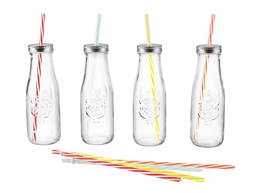 Набір склянок із трубочкою Ernesto 4 шт. 420 мл Ernesto прозорий-різнобарвний L3-10037 - фото 2