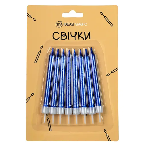Свеча спираль металлик синяя 8 шт 7,5 см