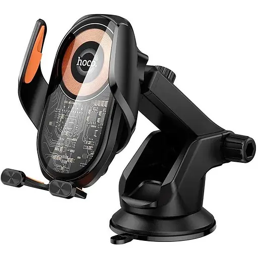 Держатель Hoco whale 3-axis linkage wireless fast charging car holder HW34 center console 15W - фото 1