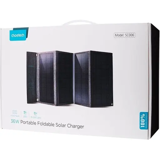 Портативна сонячна зарядна станція Choetech 36W black - фото 3