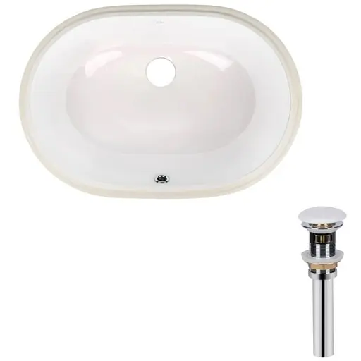 Комплект Qtap Stork: Раковина врезная овальная 570x390x210 мм White + Донный клапан PU02O (QT15116030WN47294) - фото 1