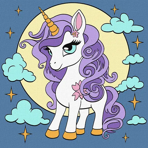 Набір для розпису по номерах 7+ Казкова одноріжка, 25x25 см, КНО6107