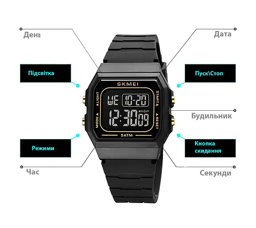 Наручний годинник чоловічий Skmei 1683 Black Black, 1683BKBK (18454) - фото 8