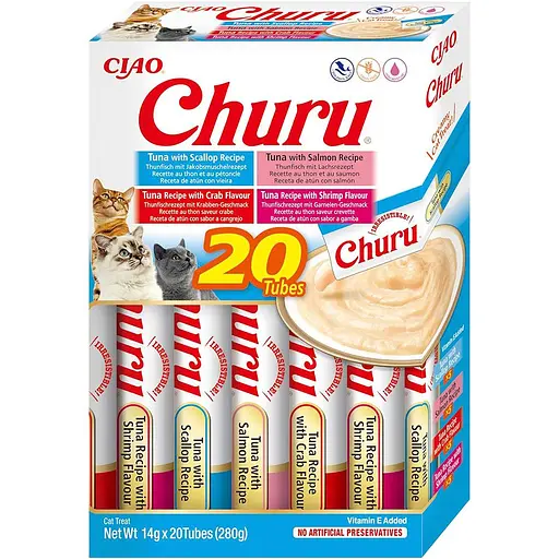 Ласощі для котів Inaba Churu Різновиди тунця/ морепродуктів 4 шт. x 14 г