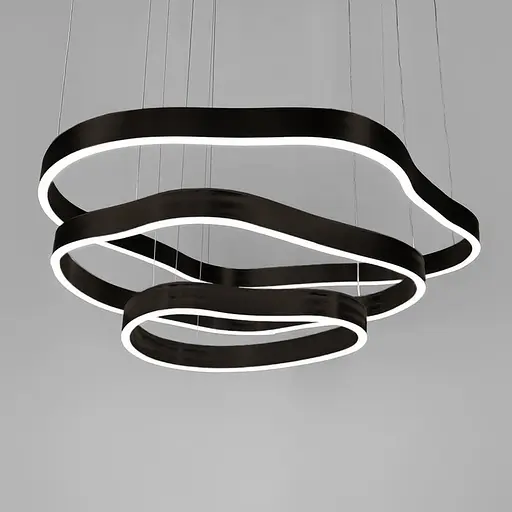 Необычная и эффектная черная люстра на 3 яруса 85+64+40 см | Ст. PCL006-800*600*400 BK | Line F - фото 1