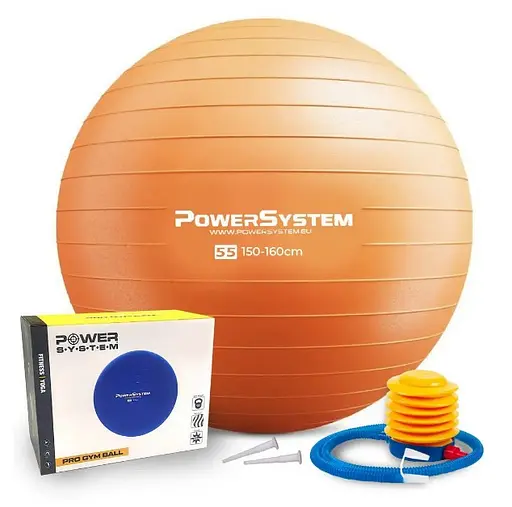 М'яч для фітнесу (фітбол) Power System PS-4011 Ø55 cm PRO Gymball Orange (PS-4011_55cm_Orange) - фото 1