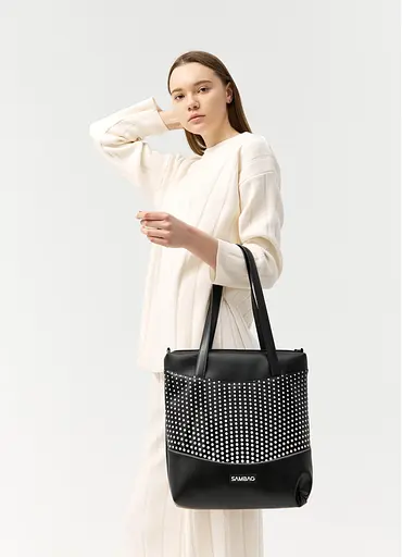 Женская сумка Sambag Shoper NOVA черная с принтом "Dots" 34 х 30 х 7 см (93140301) - фото 5
