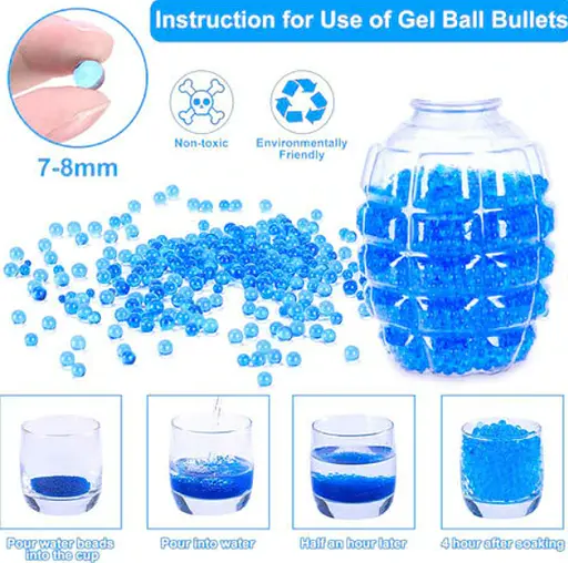 Гелевые шарики орбизы для детского оружия Голубой Neon Orbeez 7-8 мм 5000 шт. - фото 4
