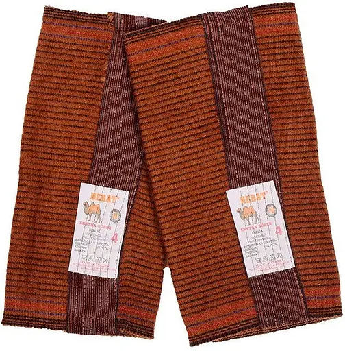 Зігрівальні наколінники (пара) з верблюжої вовни еластичні, лікувальні, для суглобів і колін для роботи на холоді 81884 - фото 1