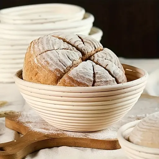 Кошик для вистоювання тіста хліба кругла з натурального ротанга з тканинним чохлом (діаметр 25 см), Kitchen Master Бежевий 87923 - фото 8