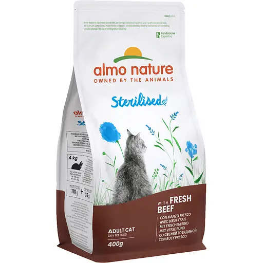 Сухий корм для стерилізованих котів Almo Nature Sterilized зі свіжою яловичиною 400 г - фото 1