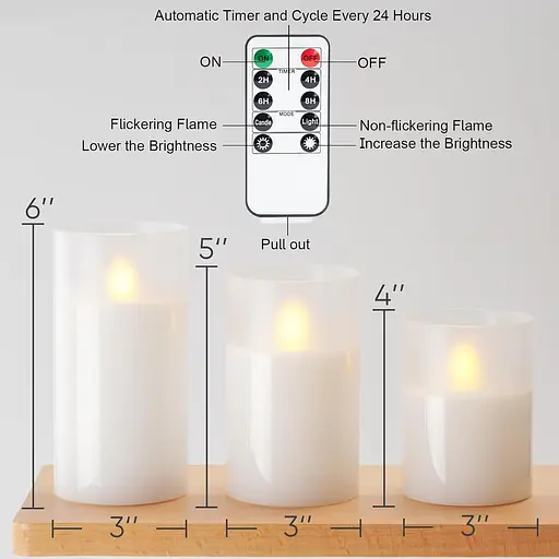 Мерехтливі свічки Amagic з прозорого скла з реалістичним полум'ям, що танцює, світлодіодні - фото 3