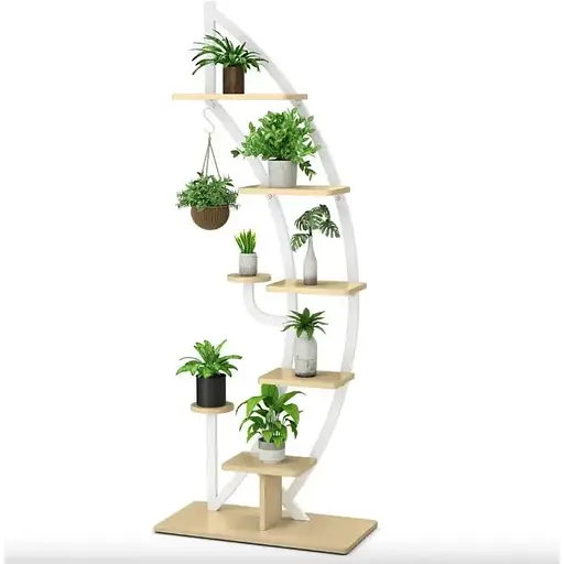 Стелаж для квітів Costway Ruta у формі півмісяця білий - фото 6