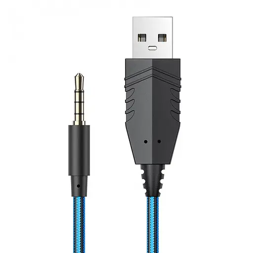 Дротові навушники Hoco W102 Cool tour з мікрофоном і LED підсвічуванням (Синій) - фото 3