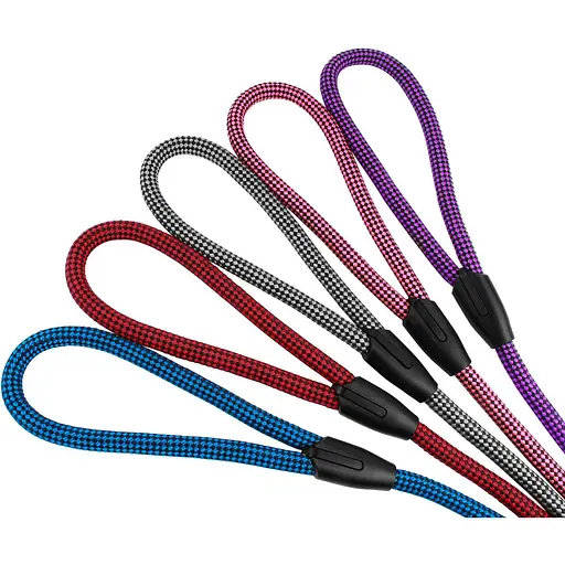 Поводок-удавка для собак Barksi Active (длина 183 см диаметр 12 мм) шахматы черно-голубой - фото 2