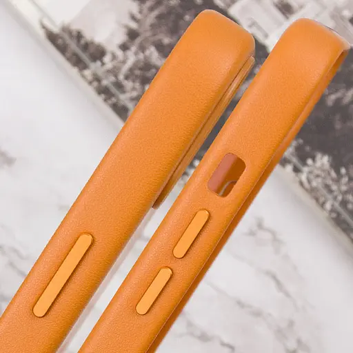 Шкіряний чохол Epik Leather Case AAA with MagSafe and Animation для Apple iPhone 13, 6.1 Golden Brown - фото 7