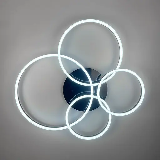 Сучасний LED світильник на 4 кільця у чорному корпусі | Арт. A 55021/4 BK | Line F - фото 2