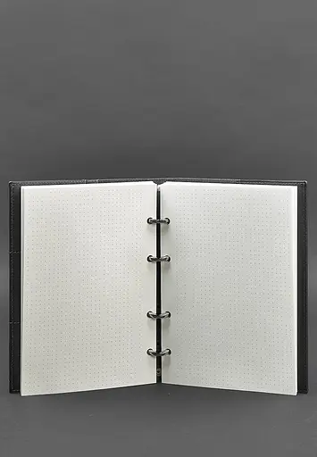 Шкіряний блокнот на кільцях (софт-бук) 9.0 з твердою чорною обкладинкою - фото 4