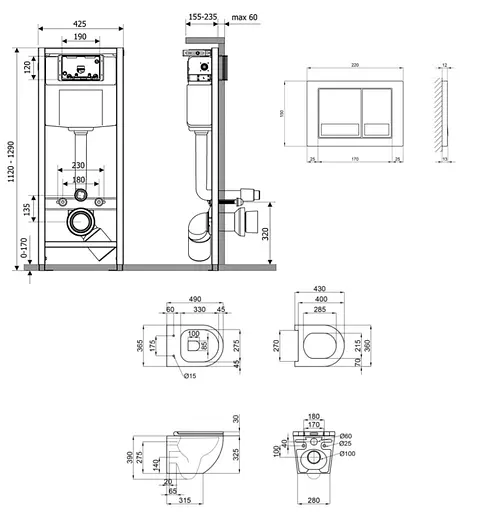 Набір Q-tap Nest 4 в 1 підвісний унітаз Robin Ultra Quiet 490x365x325 + комплект інсталяції QT1333046EUQW45143 - фото 2