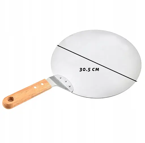 Лопатка для пиццы подставка Ø30.5 см из нержавеющей стали с деревянной ручкой, Kitchen Master 86534 - фото 5