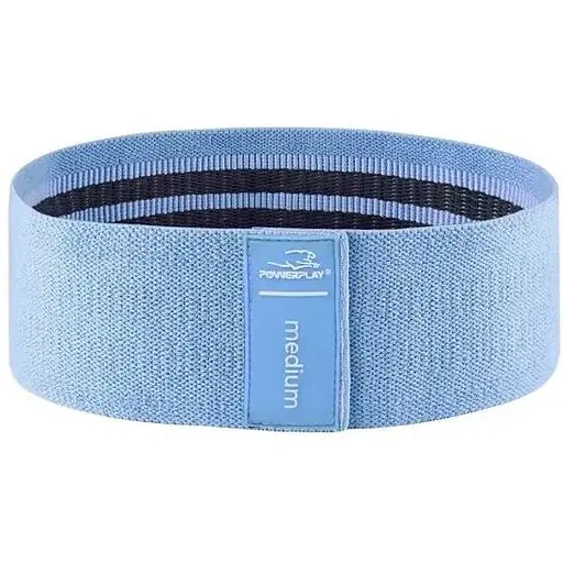 Тканинна гумка PowerPlay 4111 Hip Band M Medium для фітнесу та спорту Блакитна (d_76cm) (PP_4111_Blue_M) - фото 1