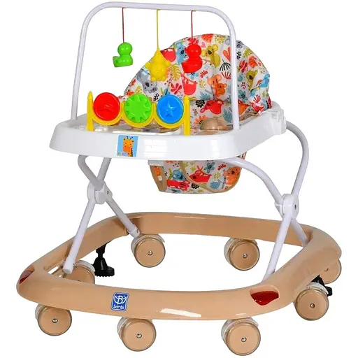 Детские ходунки Bambi M 0541C-13 с регулируемой высотой, дугой с подвесками, музыкой и светом, бежевые