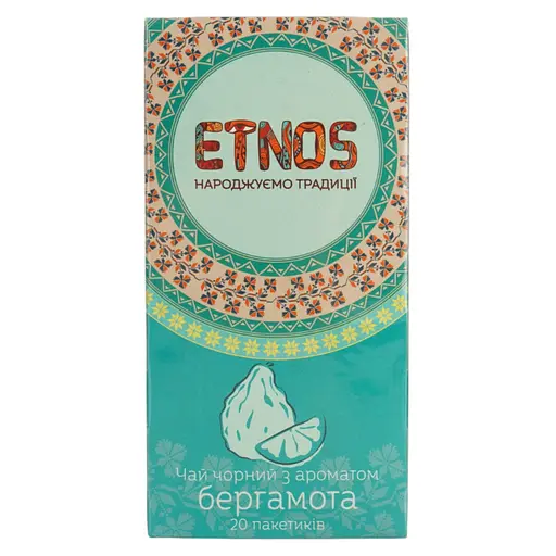 Чай чорний Etnos байховий дрібний з ароматом бергамота 30 г (20 шт. x 1.5 г)