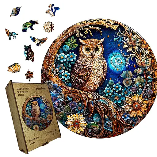 Пазл деревянный Тайны Совы, А3, 200 элементов, Деревянная коробка