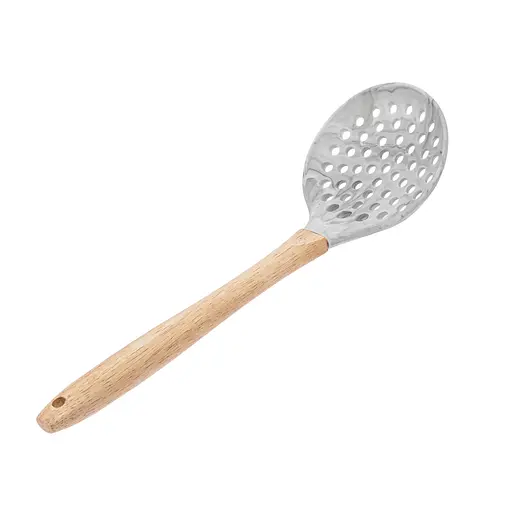 Шумівка силіконова під мармур з дерев'яною ручкою 33.5 см, Kitchen Master Бежевий 86312 - фото 4