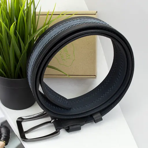 Ремінь чоловічий шкіряний батал 145 см SF-405 XXL під джинси синій - фото 7