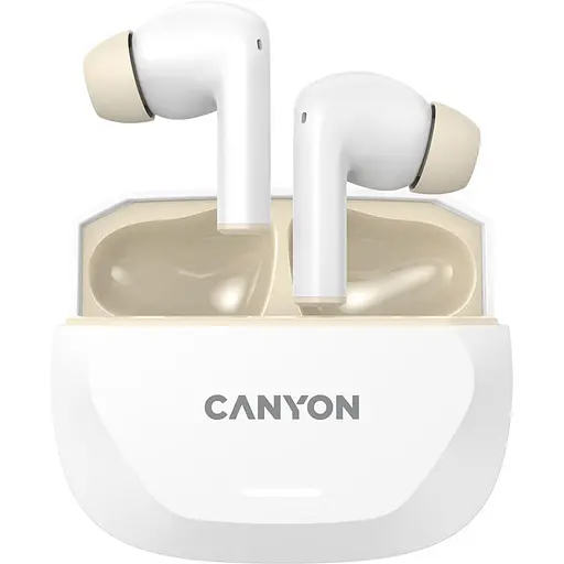 Навушники Canyon TWS HEXAGON 7 TWS ANC+ENC Wireless Charge White Beige (CNS-TWS7WB) - фото 1