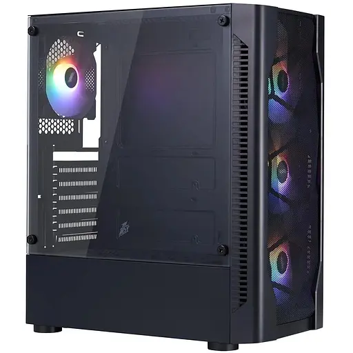 Корпус 1stPlayer D4-BK-4F1, чорний, без БЖ, Midi Tower, ATX / Micro ATX / Mini ITX, 1xUSB 3.0 / 2xUSB 2.0, макс. CPU - 160 мм / - фото 1