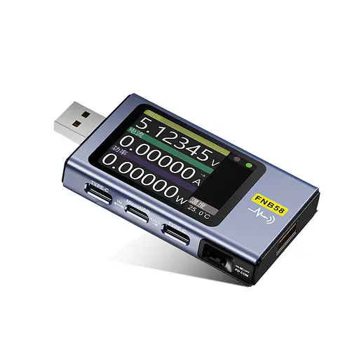 USB тестер Fnirsi FNB58 напряжения (4-28V) и тока (0-7A) Box - фото 2