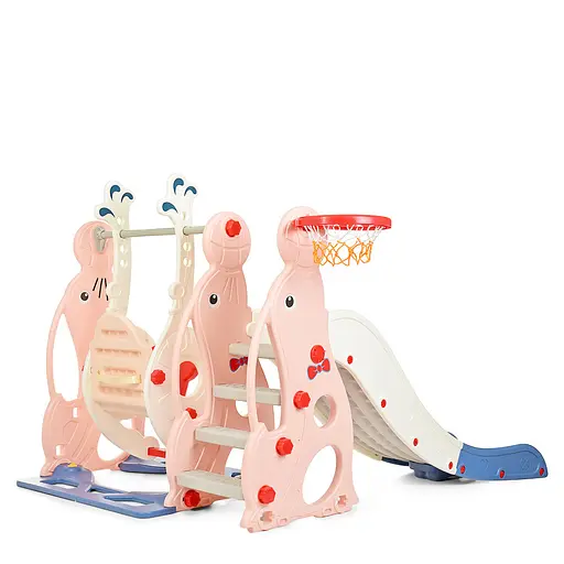 Дитяча гірка-гойдалка BAMBI WM19020-8 з баскетбольним кільцем, ш147-г178-в107,5см, рожева - фото 2