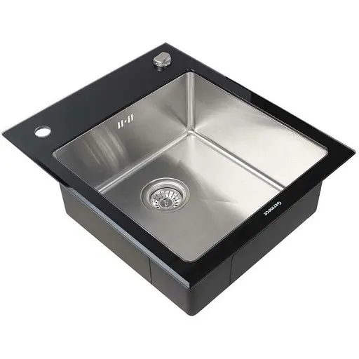 Кухонная мойка Platinum HANDMADE BLACK GLASS (SP000034803) - фото 1