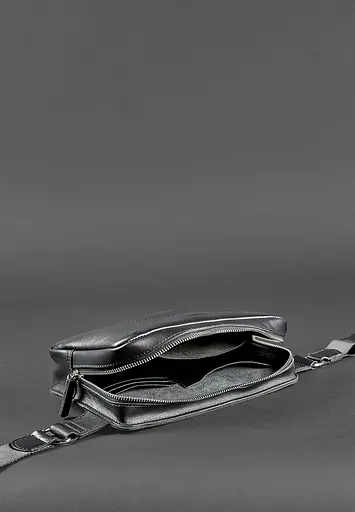 Шкіряна поясна сумка Dropbag Maxi чорна Krast - фото 7