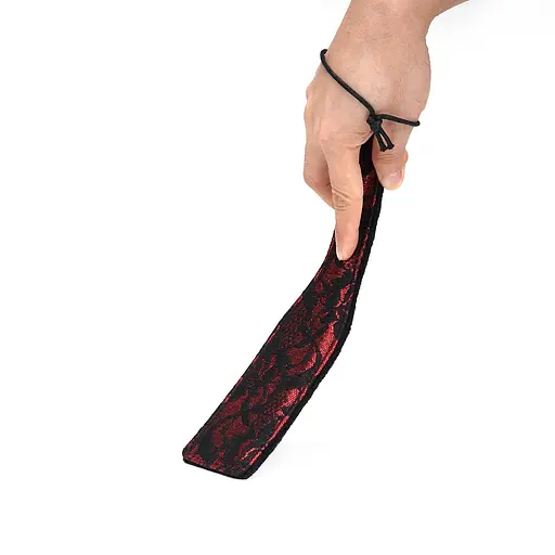 Шльопалка Liebe Seele Victorian Garden Lace and Velvet Spanking Paddle 32 см чорний з червоним - фото 3