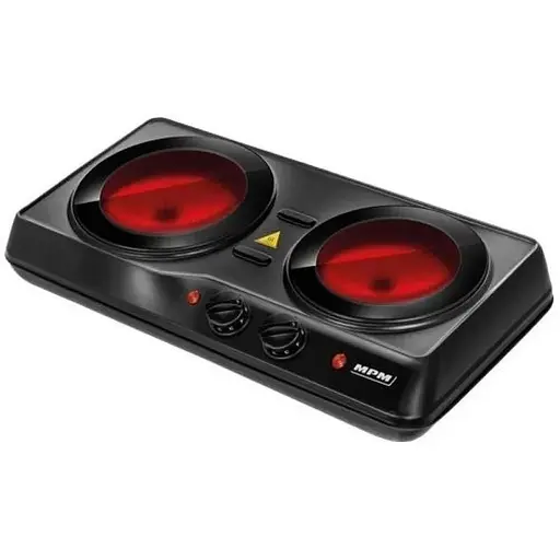 Настільна плита MPM MKE-21, чорний, 2000Вт (1200+800), інфрачервона, 2 конфорки, діаметр поверхні нагріву 19+16,5см - фото 1