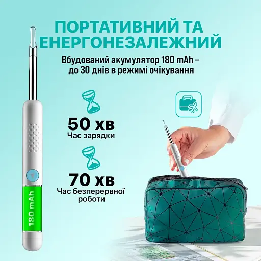 Пристрій для видалення вушної сірки з камерою з отоскопом Bebird X0 1080P Black - фото 7